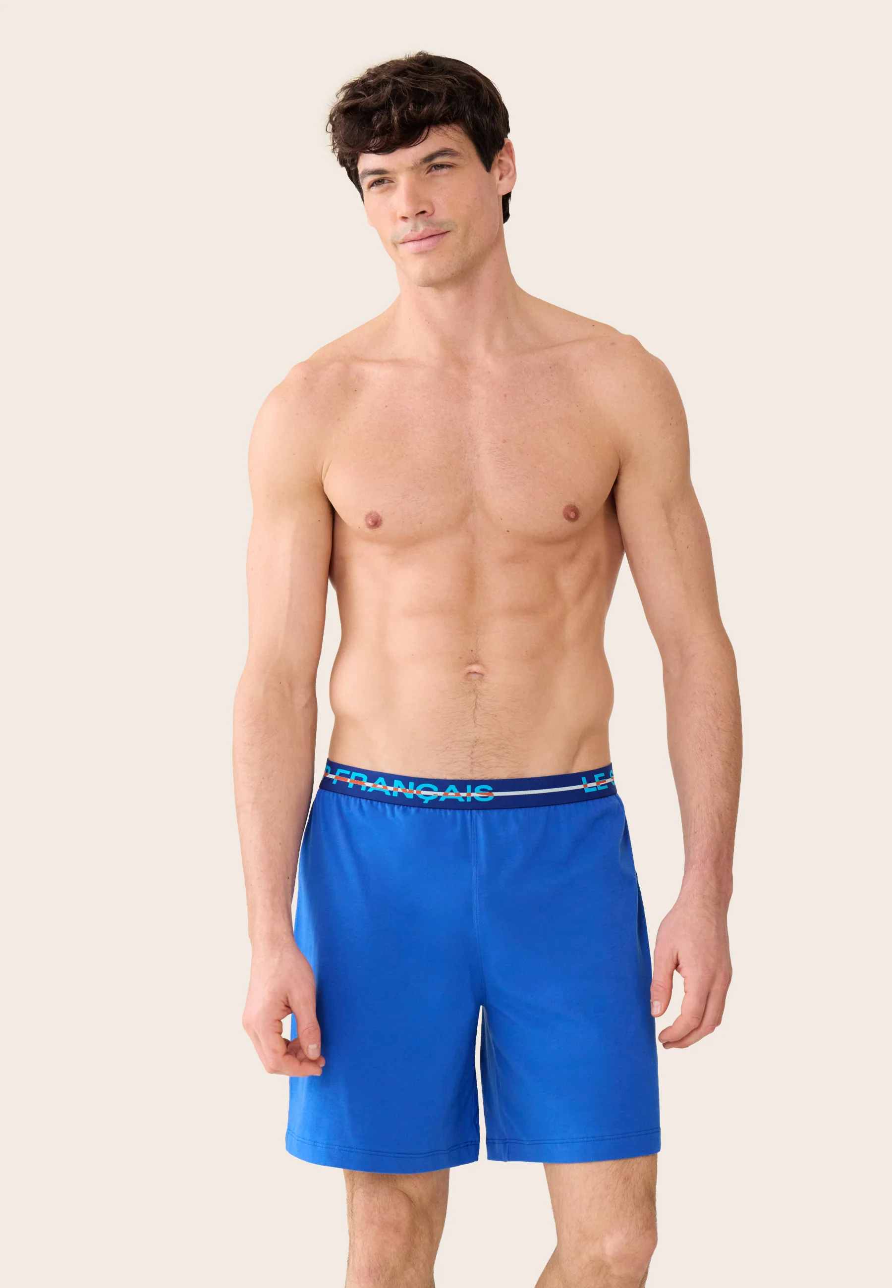 Bas de pyjama court bleu en coton - Invincible Bleu Nautique - Image 5
