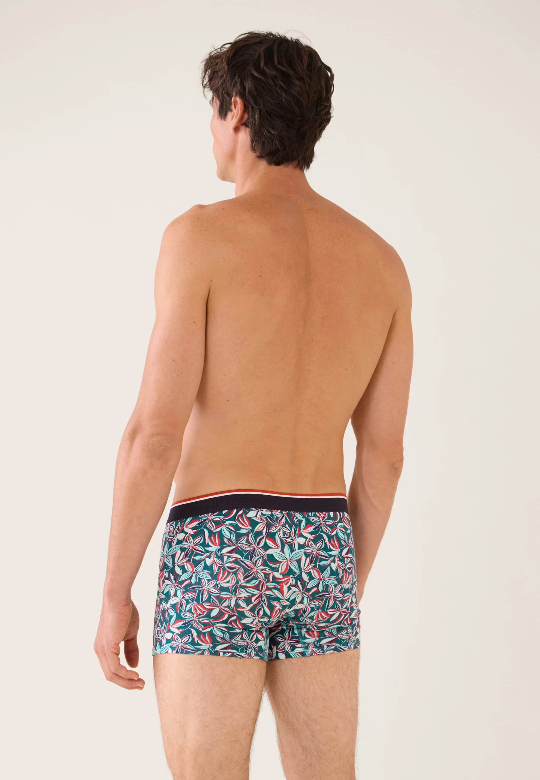 Boxer bleu à motif jasmin en coton - Marius Jasmin Bleu Canard - Image 3