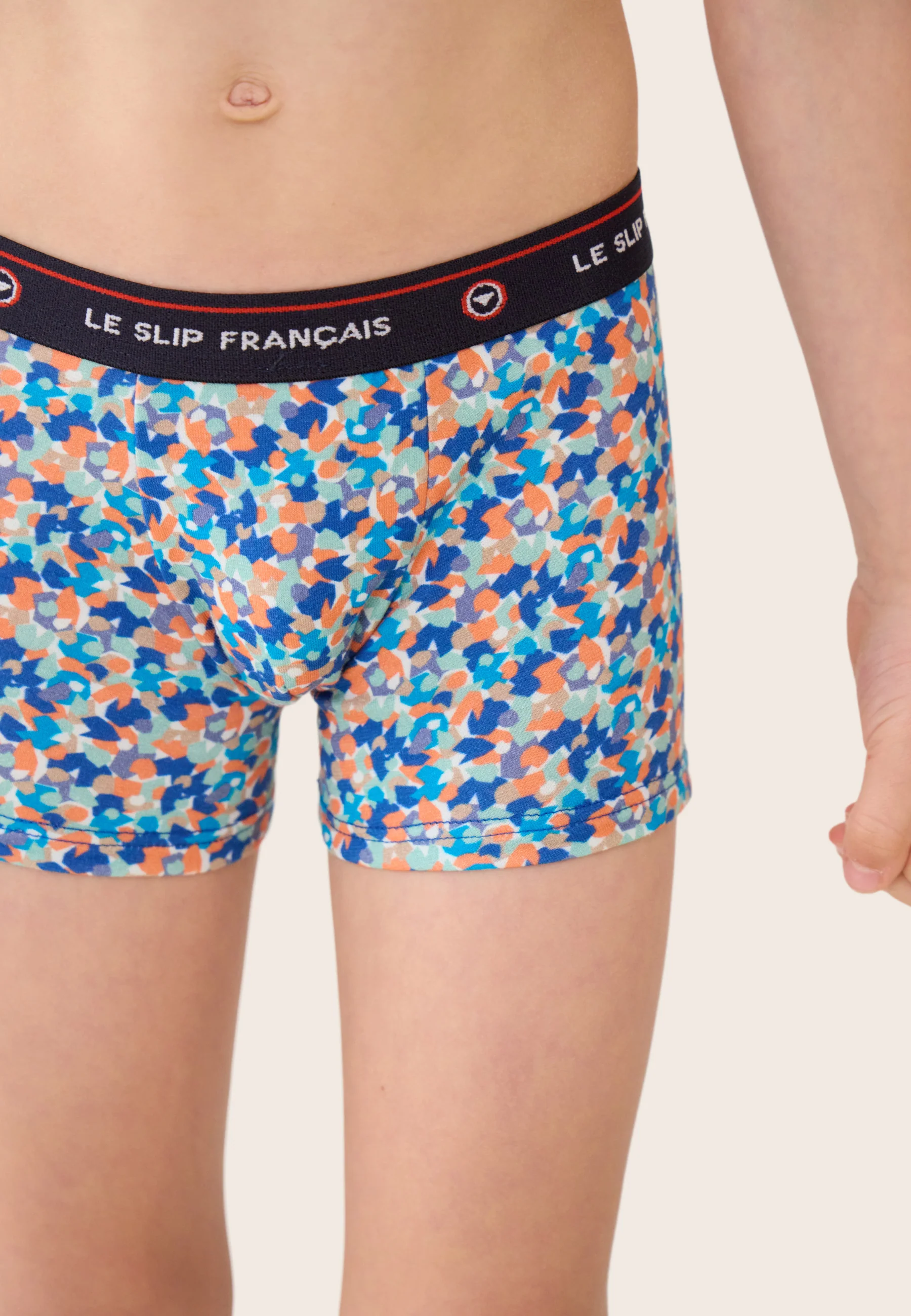 Boxer enfant bleu à motif confetti en coton - Petit Joseph Confetti Bleu Nautique - Image 5