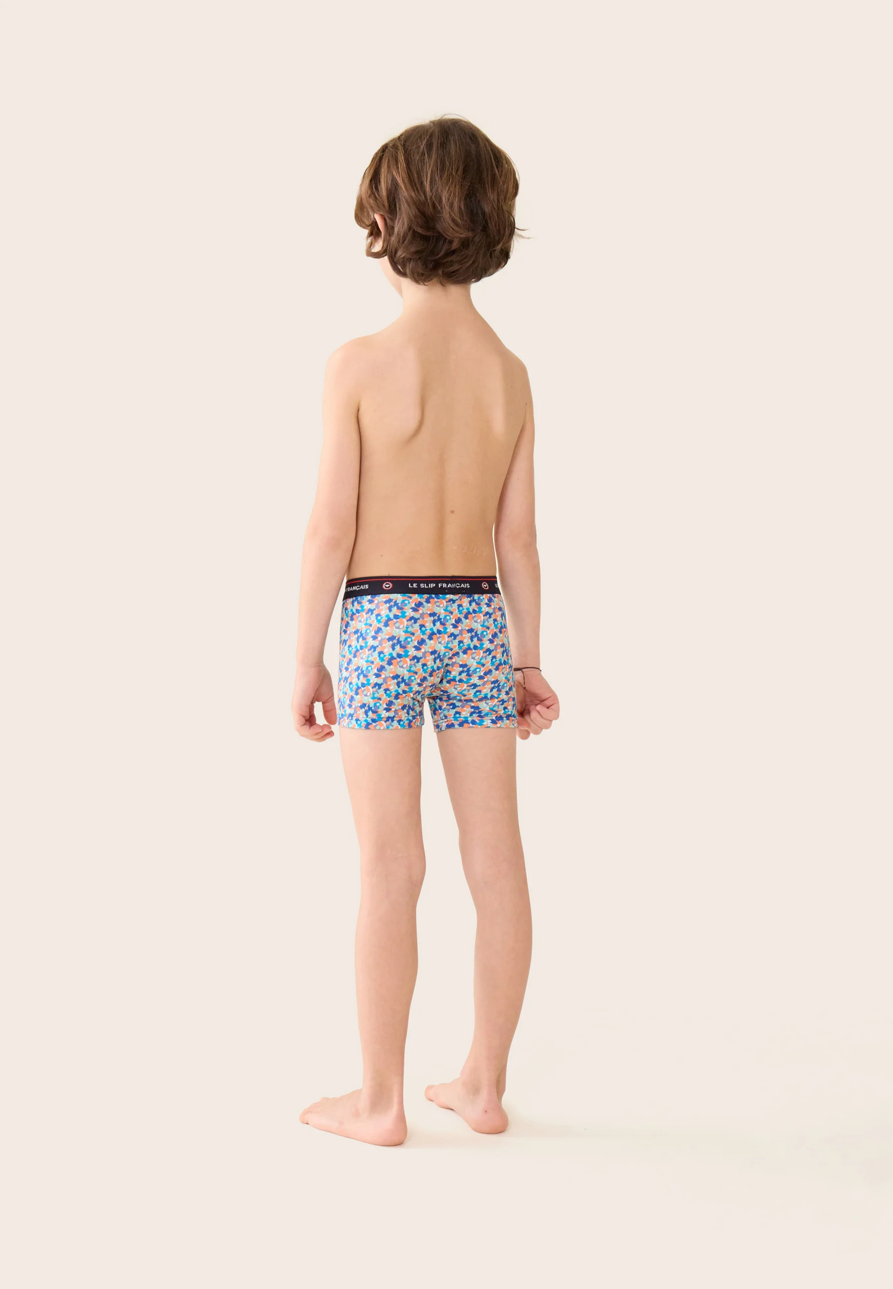Boxer enfant bleu à motif confetti en coton - Petit Joseph Confetti Bleu Nautique - Image 6