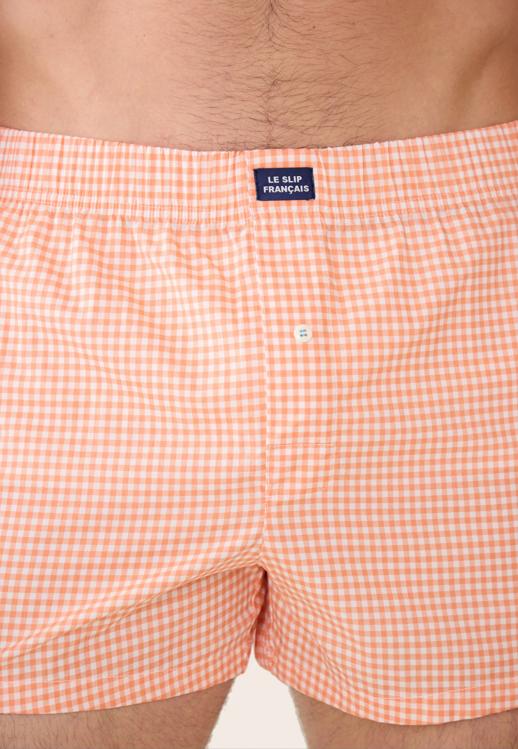 Caleçon à carreaux orange en coton - Jacques Vichy Orange Corail - Image 4