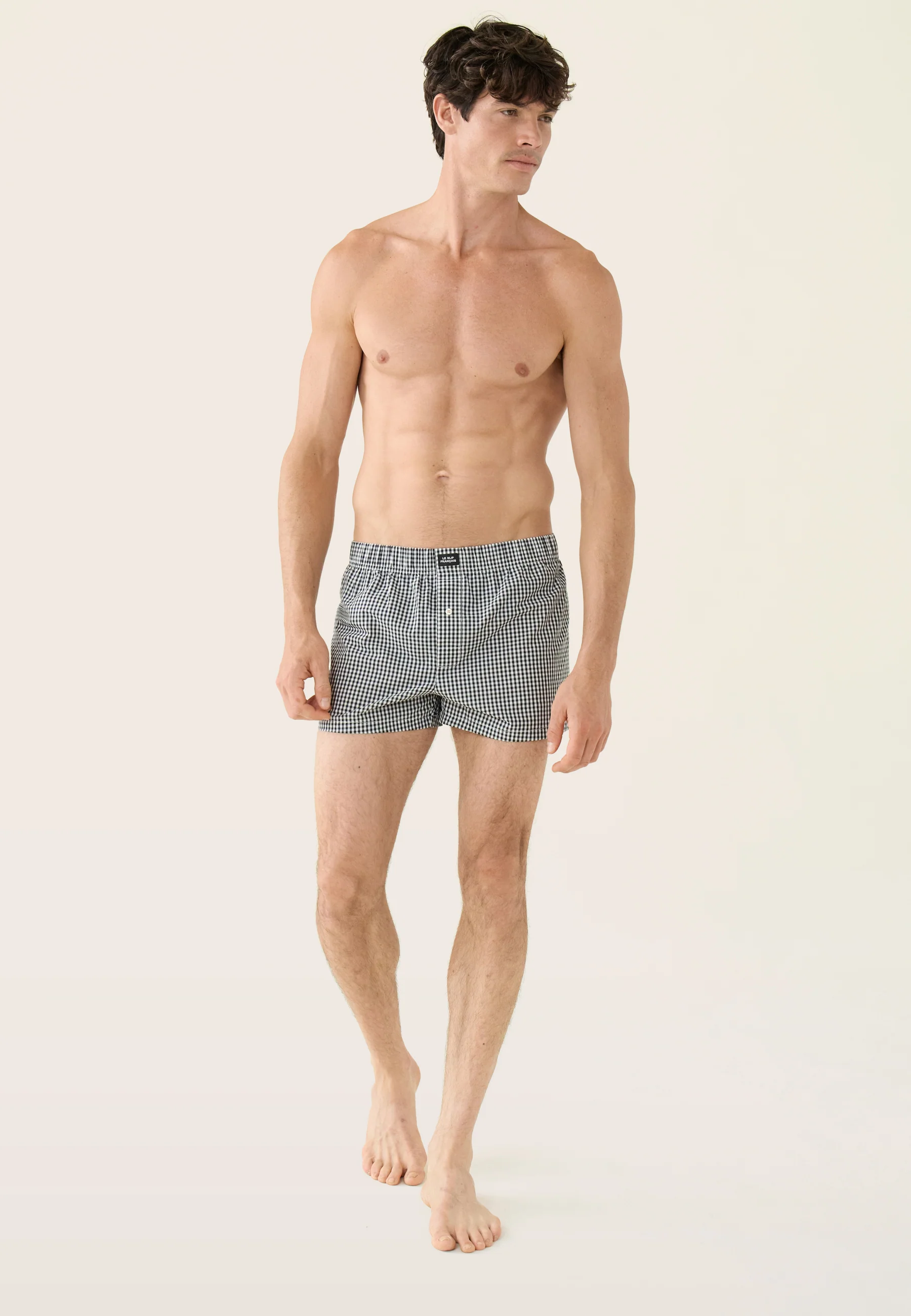 Caleçon à carreaux noir en coton - Jacques Carreaux Vichy Noir - Image 3