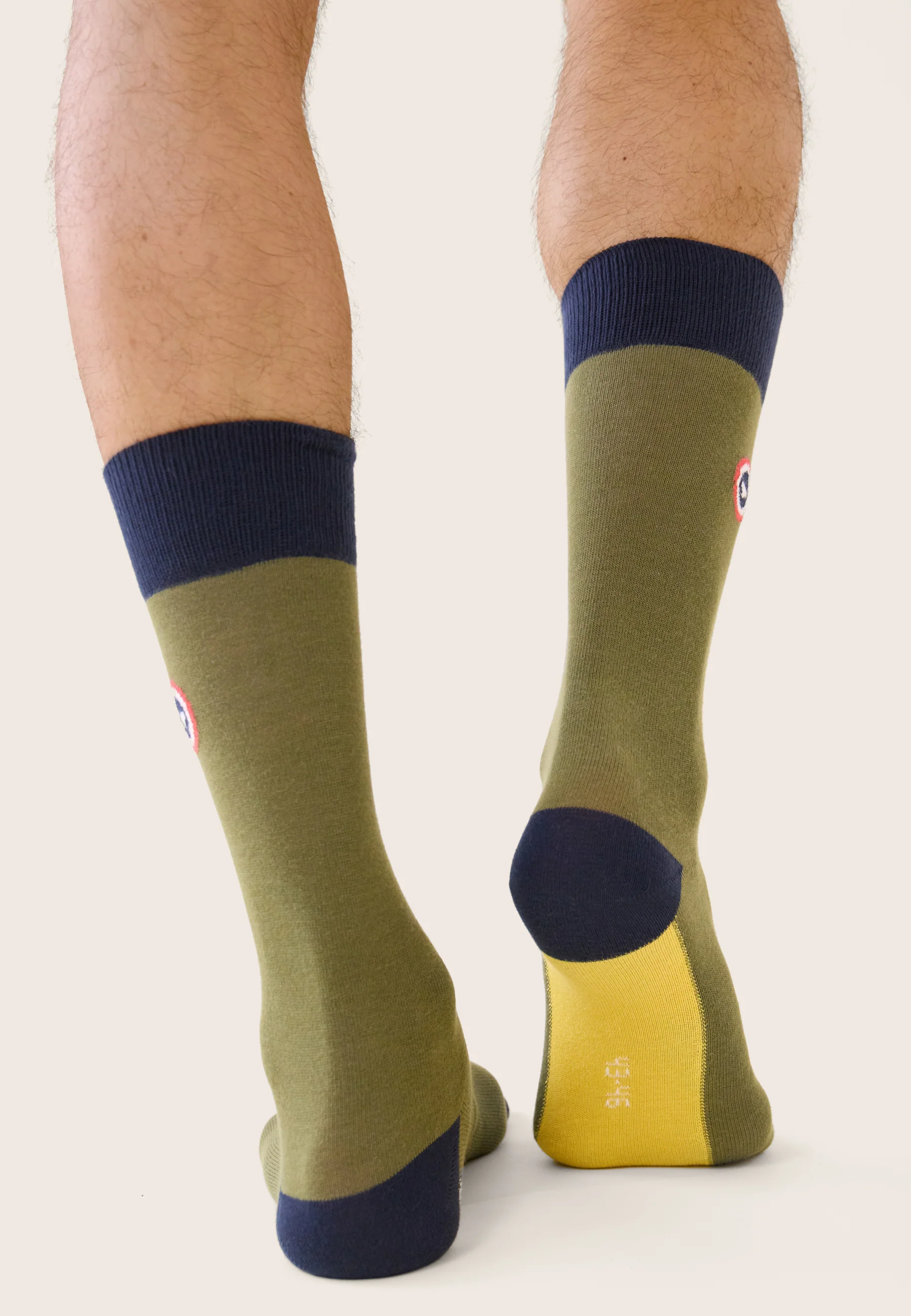 Chaussettes mi-hautes kaki fantaisie - Lucas Bloc Marine Kaki Veronese Jaune Citron - Image 3