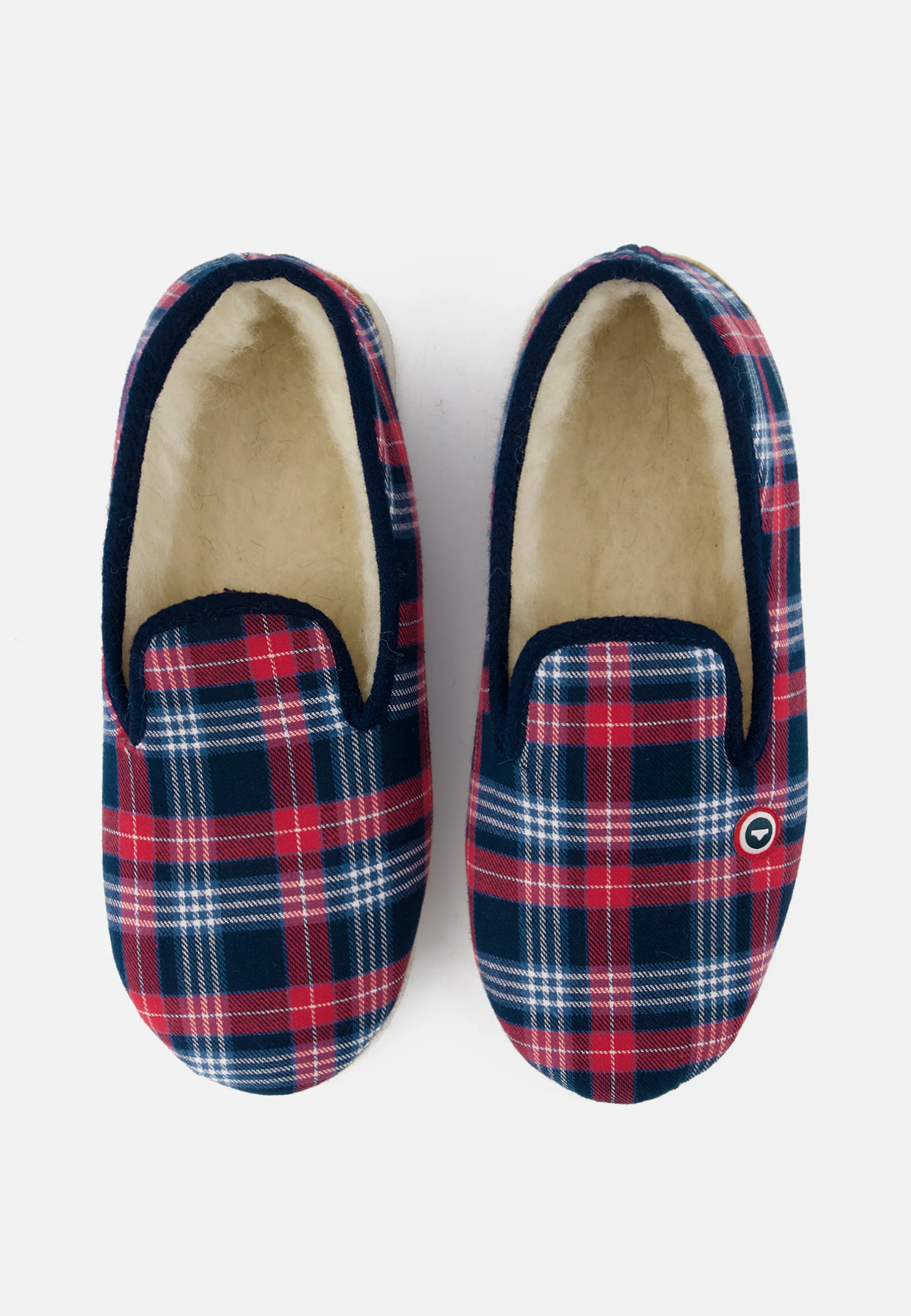 Chaussons d'intérieur à motif tartan bleu, blanc, rouge - Pantoufles Tartan Bleu Blanc Rouge - Image 3