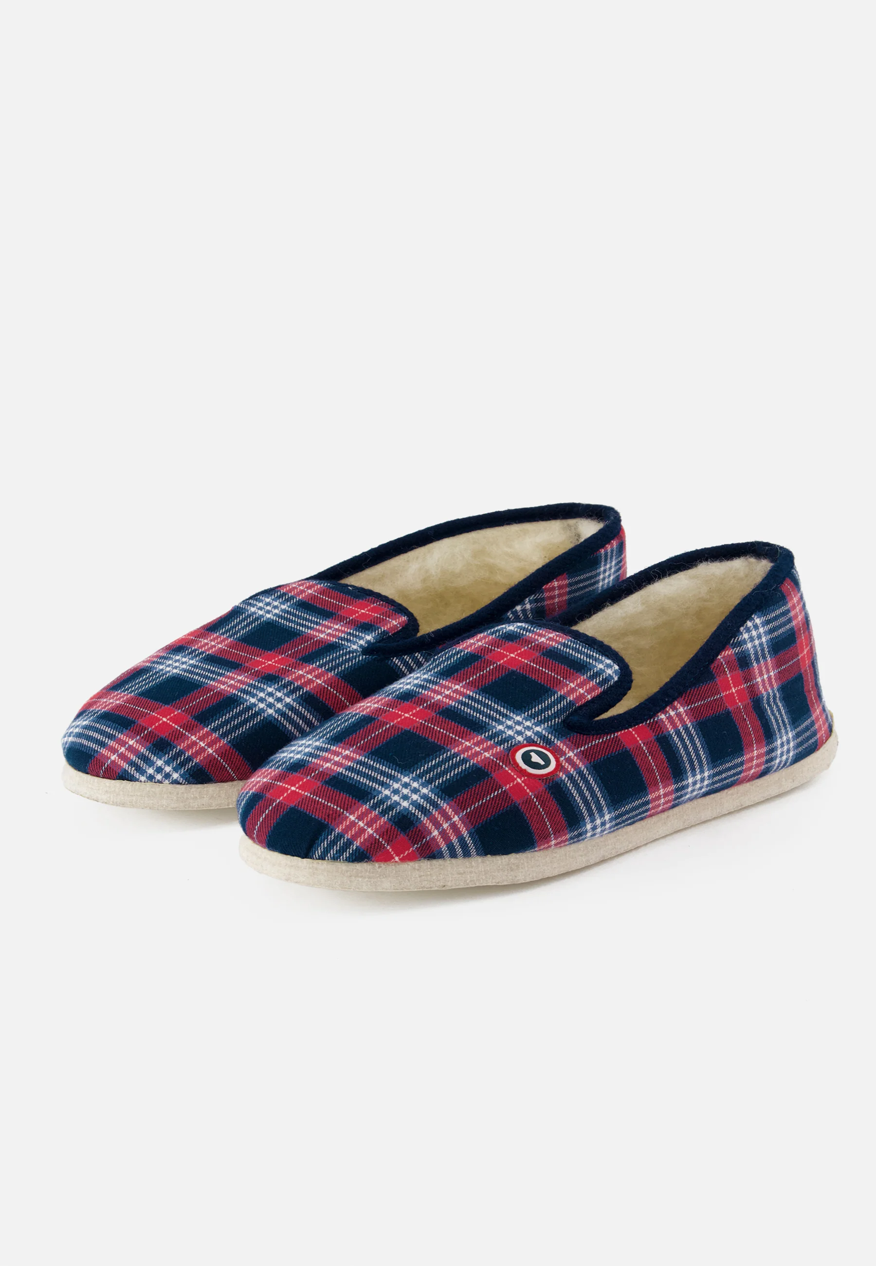Chaussons d'intérieur à motif tartan bleu, blanc, rouge - Pantoufles Tartan Bleu Blanc Rouge - Image 4