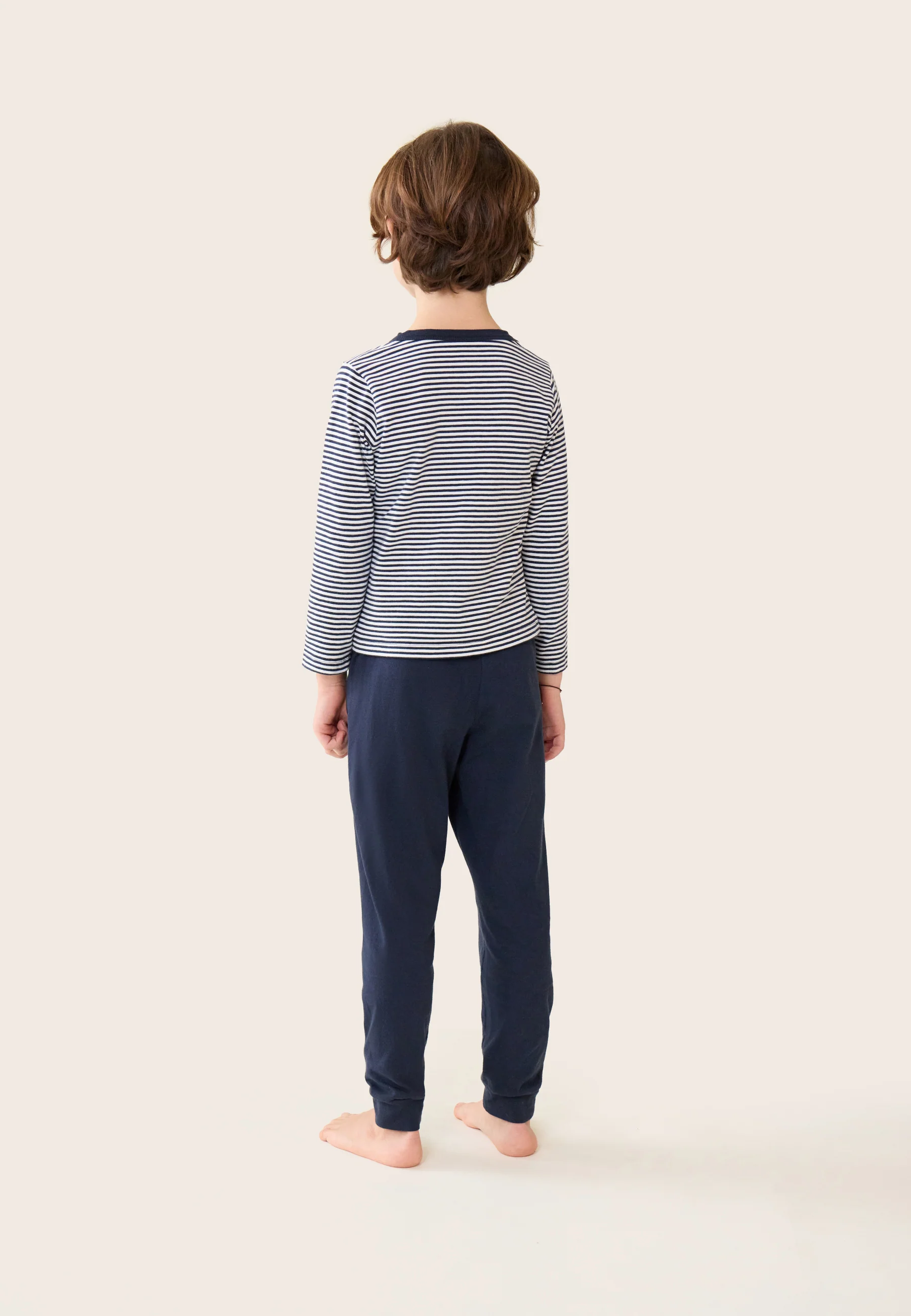 Ensemble pyjama enfant haut marinière et pantalon bleu marine en coton - Petit Jeason Mariniere Marine - Image 7