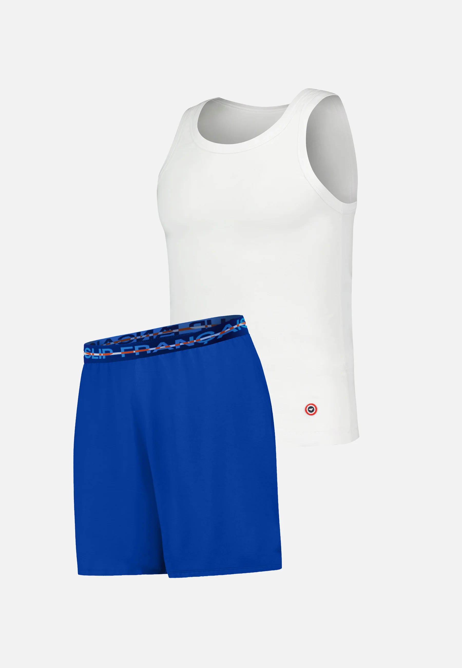 Ensemble pyjama débardeur et short en coton - Pyjama haut sans manches Fulminant blanc et bas de pyjama court Invincible bleu nautique - Image 6