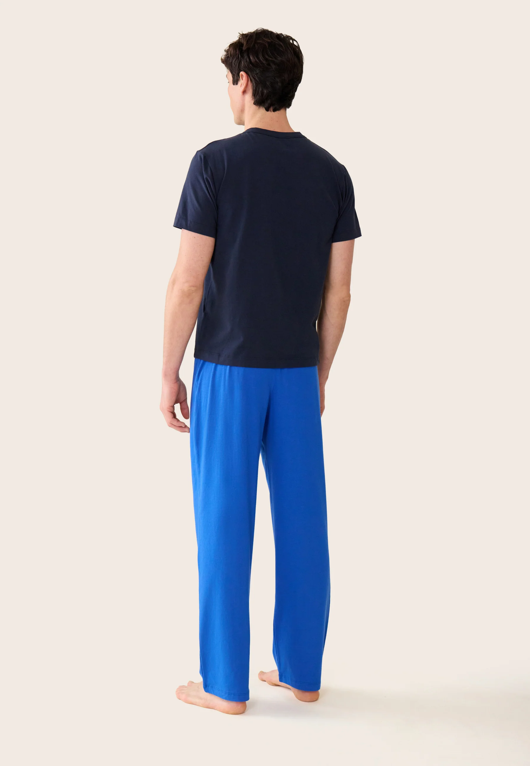Ensemble pyjama haut marine et pantalon bleu en coton - Pyjama haut manches longues formidable marine et bas de pyjama long indomptable bleu nautique - Image 3