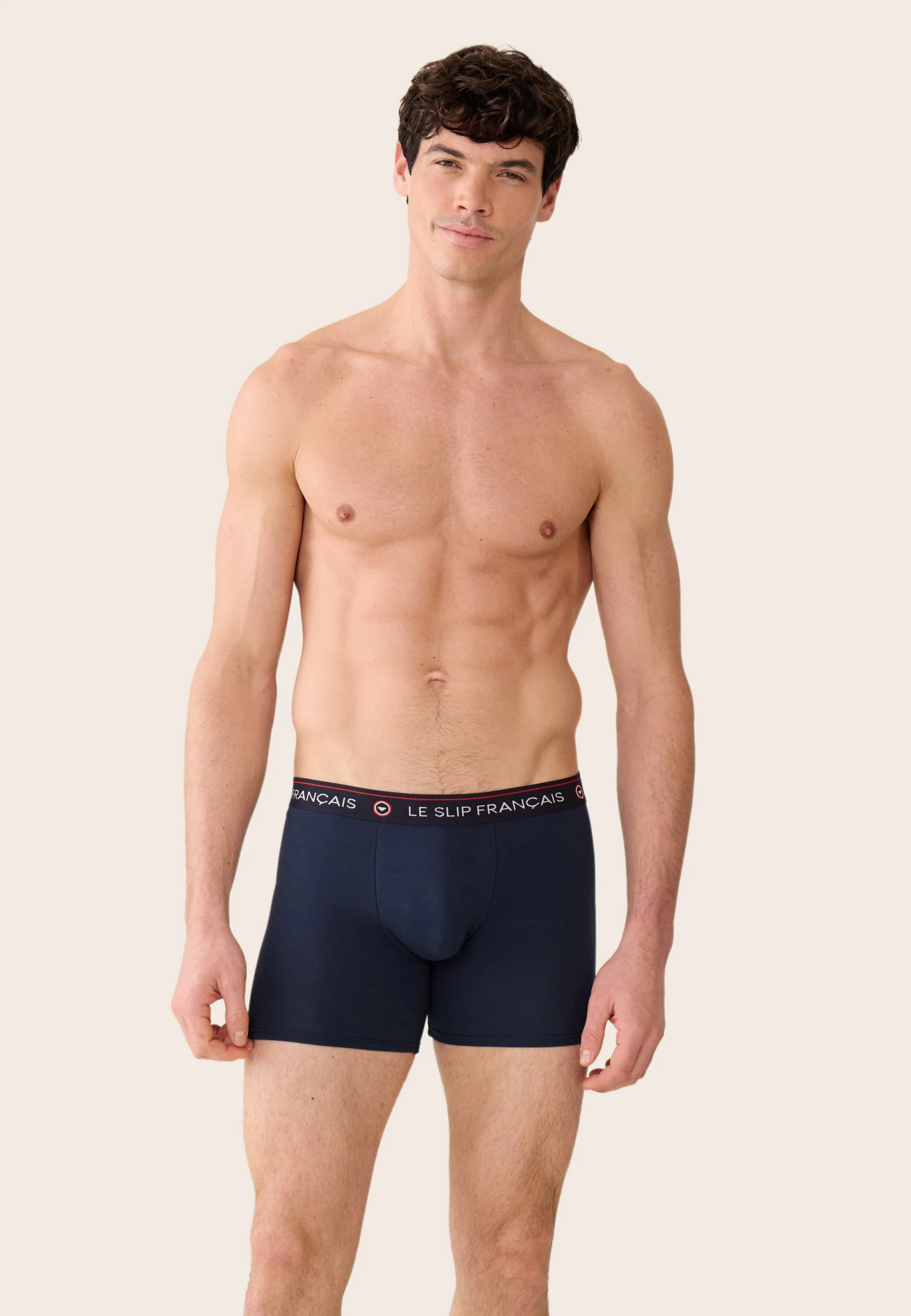 Lot de 2 boxers longs en coton - Boxers longs Marine Bleu Nautique - Image 3