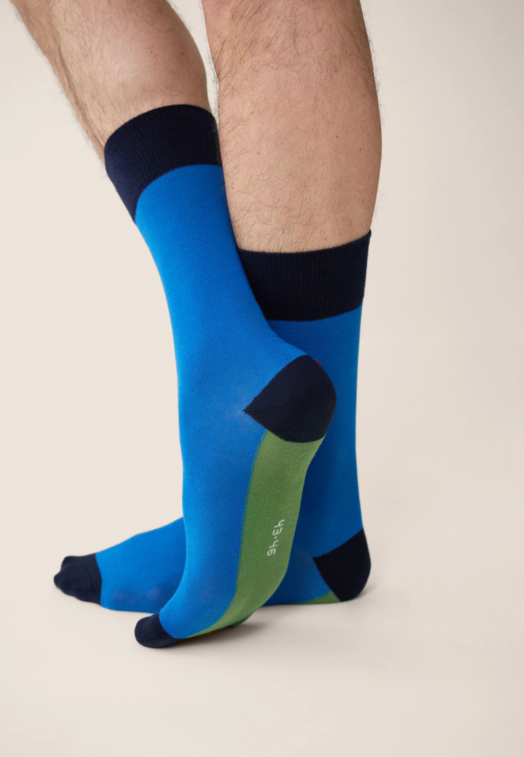 Lot de 2 chaussettes mi-hautes en coton - Chaussettes Bloc Bleu Turquoise Mint Green Marine - Image 4