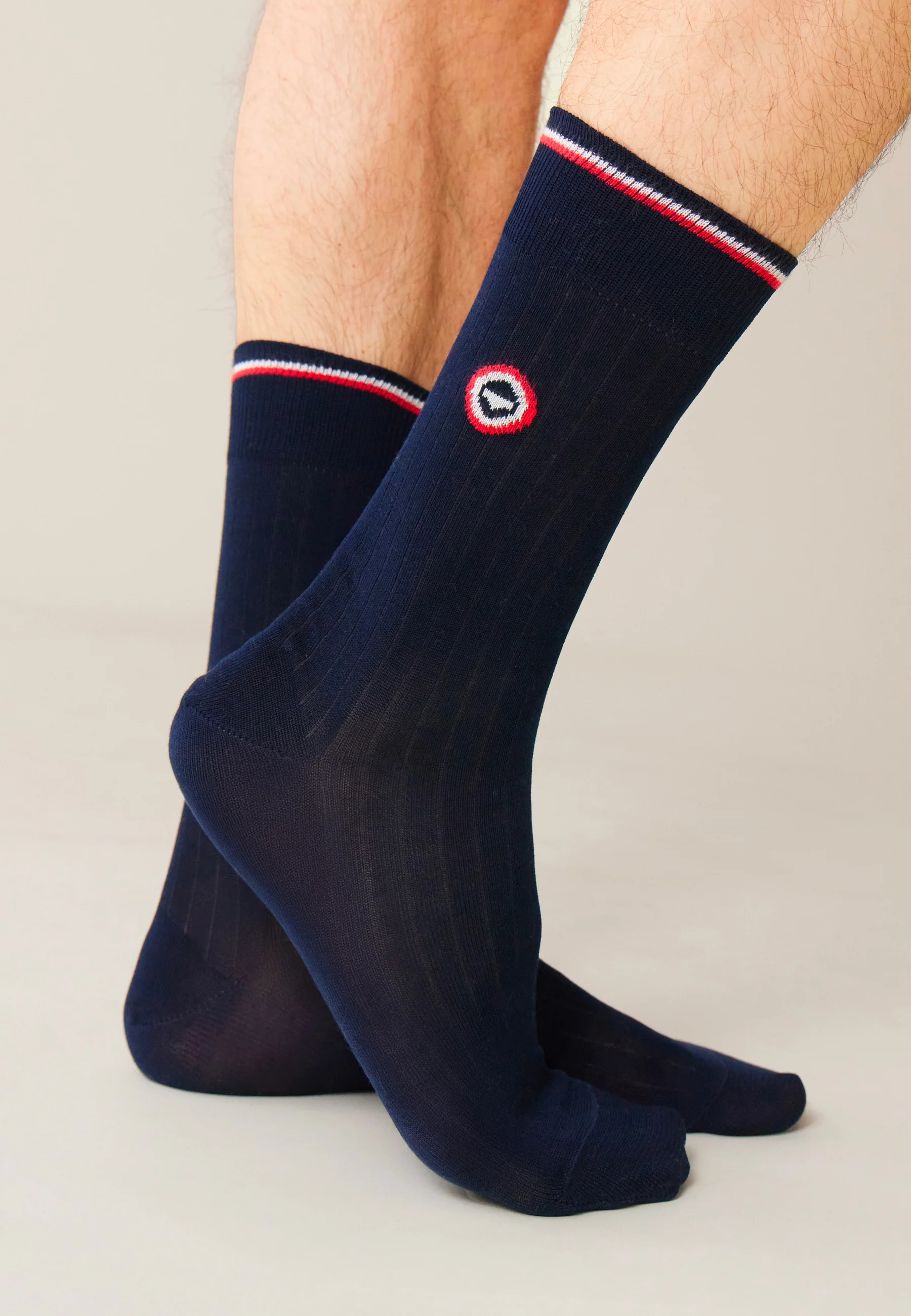 Lot de 2 chaussettes mi-hautes en fil d'Écosse - Chaussettes Bleu Canard Marine - Image 3
