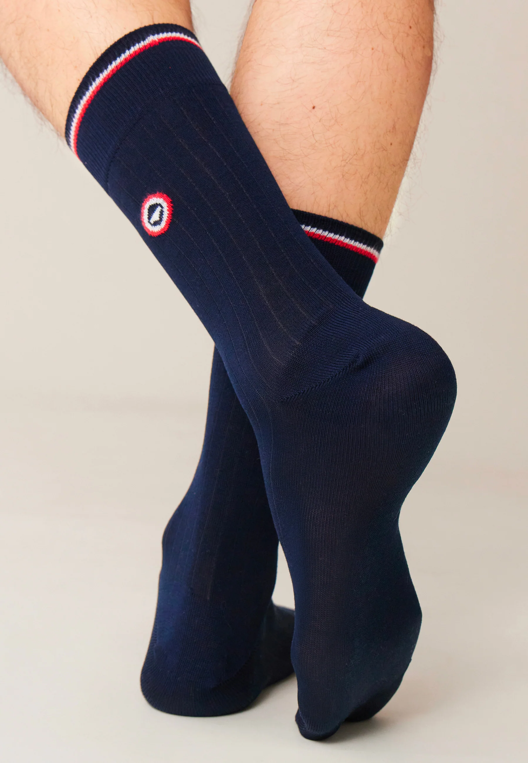Lot de 2 chaussettes mi-hautes en fil d'Écosse - Chaussettes Bleu Canard Marine - Image 5