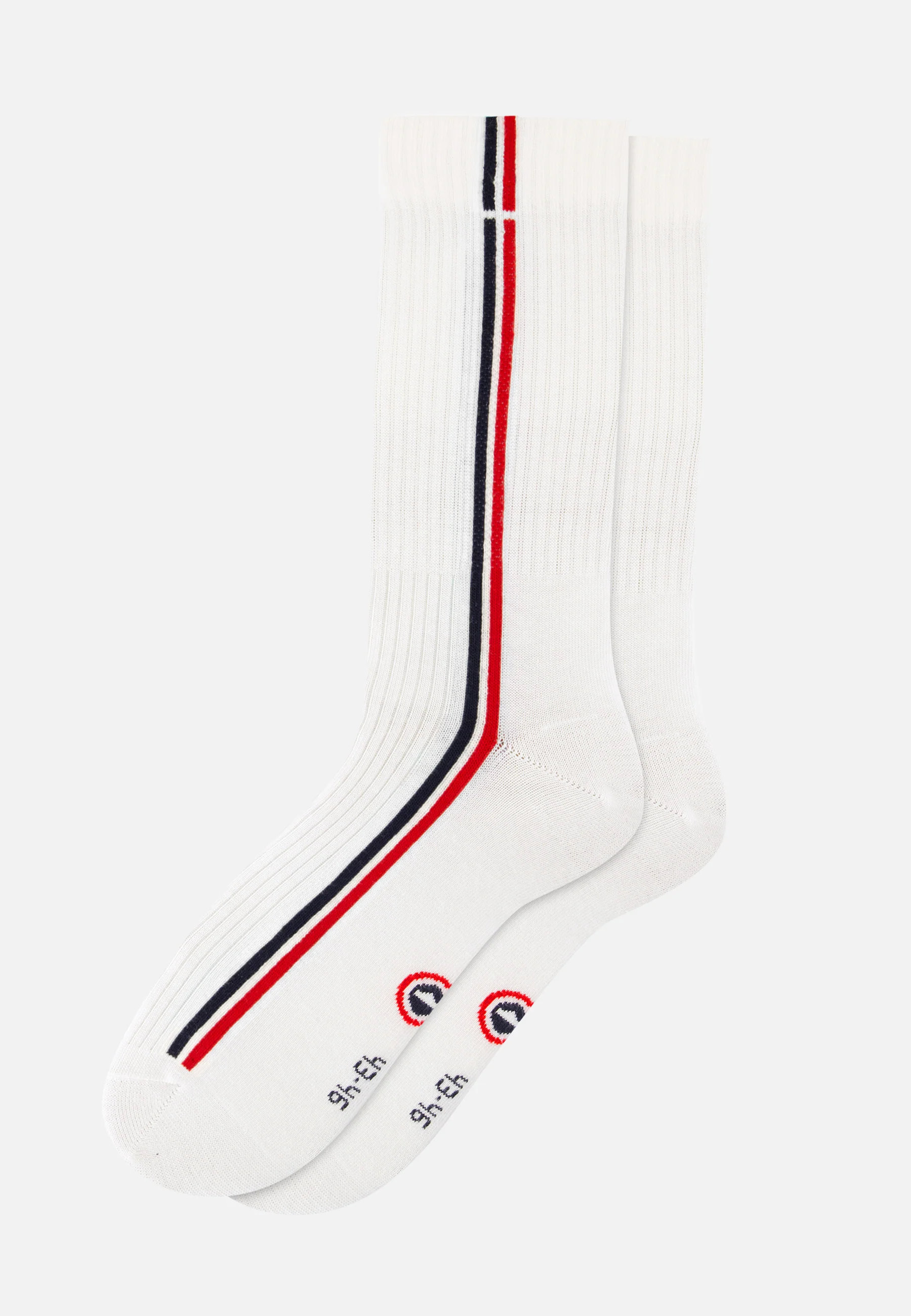 Lot de 2 chaussettes mi-hautes en coton - Chaussettes Marine Blanc Rouge - Image 5