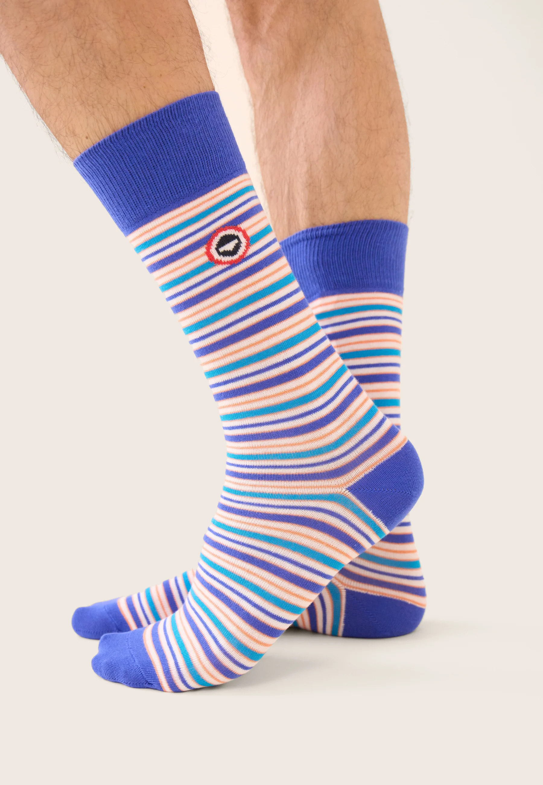 Lot de 7 chaussettes mi-hautes en coton - Chaussettes Vert Azur Confetti Bleu Nautique Orange Marine Rayures Marine Blanc - Image 4