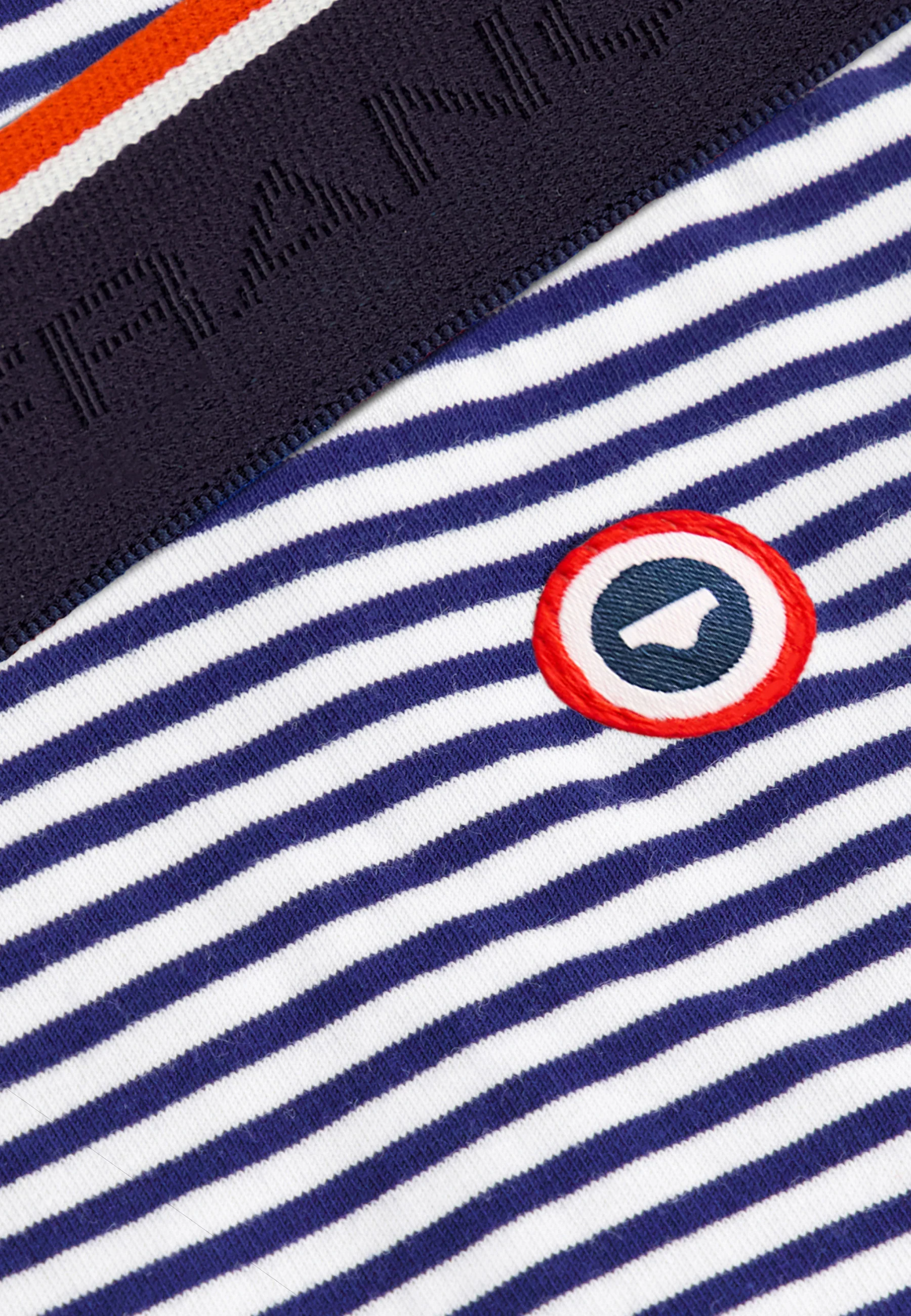 Boxer long marinière bleu en coton - Michel Mariniere - Image 4