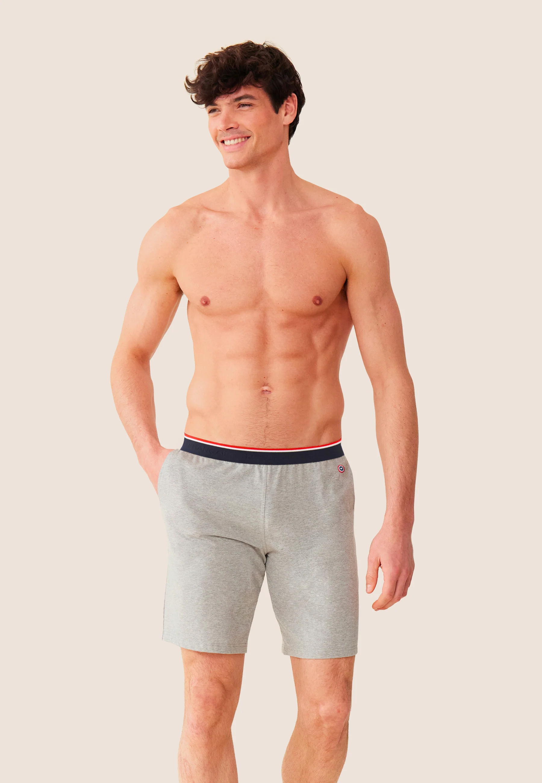 Bas de pyjama court gris en coton - Zouzou Gris Chiné - Image 4